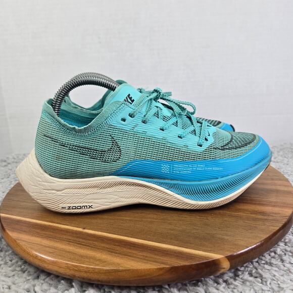 Nike ZoomX Vaporfly Next% 2 Aurora Green Blue Running Shoe Womens 8 CU4123-300 - Picture 3 of 14